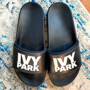 Ivy Park Black Slides Sandals size 39 US 8 or 8.5